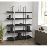 K103 Contemporary Open Bookcase with 5 Shelves in Espresso